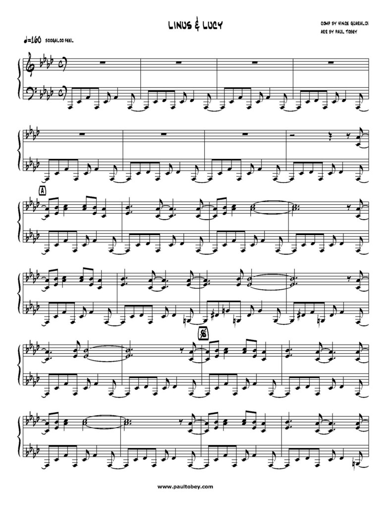 Free Printable Linus And Lucy Piano Sheet Music Web Linus And Lucy 