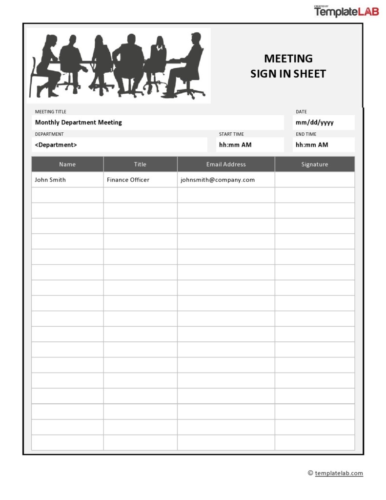 Free Printable Meeting Sign In Sheet Template Printable Templates Free