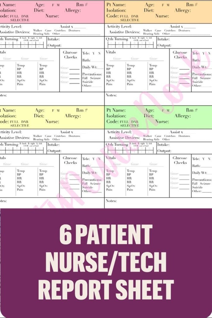 Free Printable Nurse Brain Sheet 5 Patients Printable Yearly Calendar