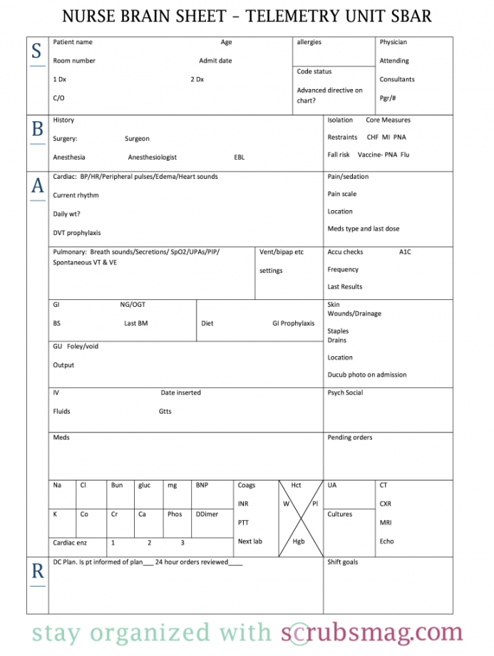 Free Printable Nurse Report Sheets FREE Printable A Z