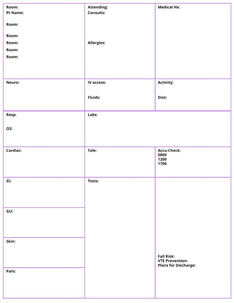 Free Printable Nurse Report Sheets Web Send Nursing B Vrogue co