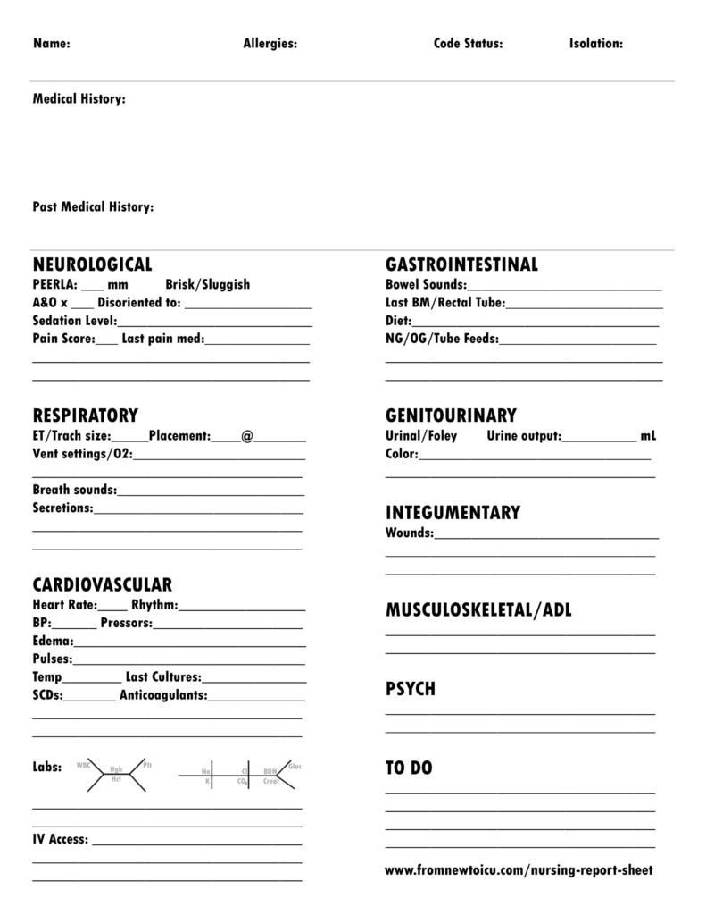 Free Printable Nursing Report Sheet Web It Doesn 39 t Download To Your 