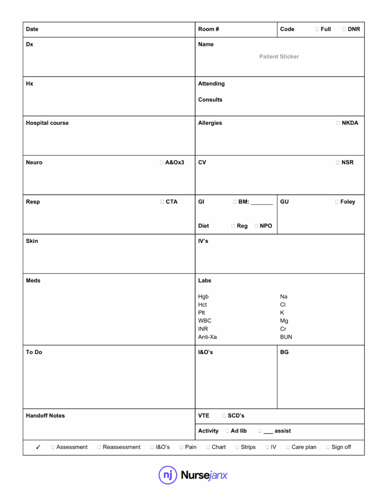 Free Printable Nursing Report Sheets Printable Sight Words List