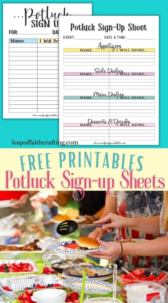 FREE Printable Potluck Sign Up Sheet For Any Occasion Leap Of Faith 