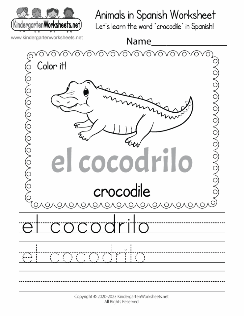 Free Printable Spanish Worksheet For Kindergarten