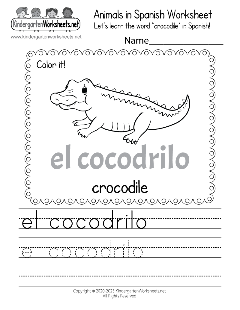Free Printable Spanish Worksheet For Kindergarten