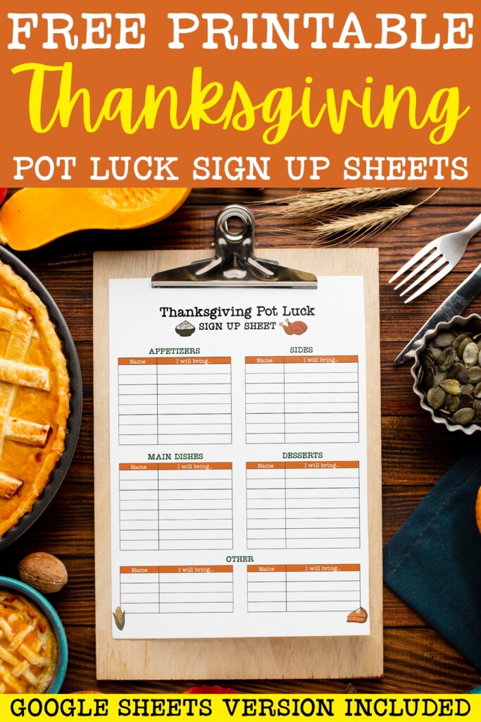 Free Printable Thanksgiving Potluck Sign Up Sheet Set Google Sheets 