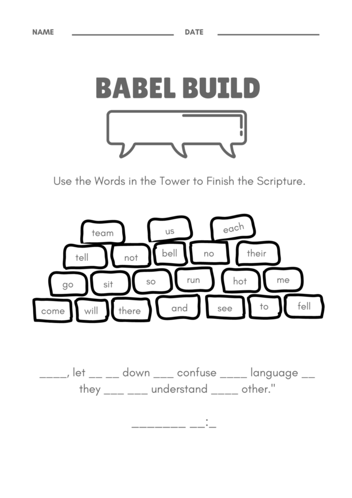 Free Printable Tower Of Babel Activity Sheets Artofit