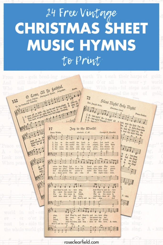 Free Printable Vintage Christmas Sheet Music Hymns Rose Clearfield