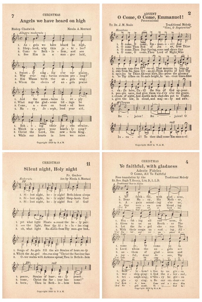 Free Printable Vintage Christmas Sheet Music Hymns Rose Clearfield