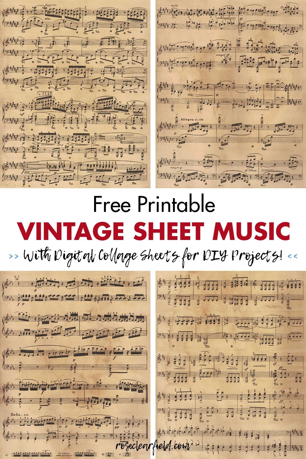 Free Printable Vintage Sheet Music With Digital Collage Sheets