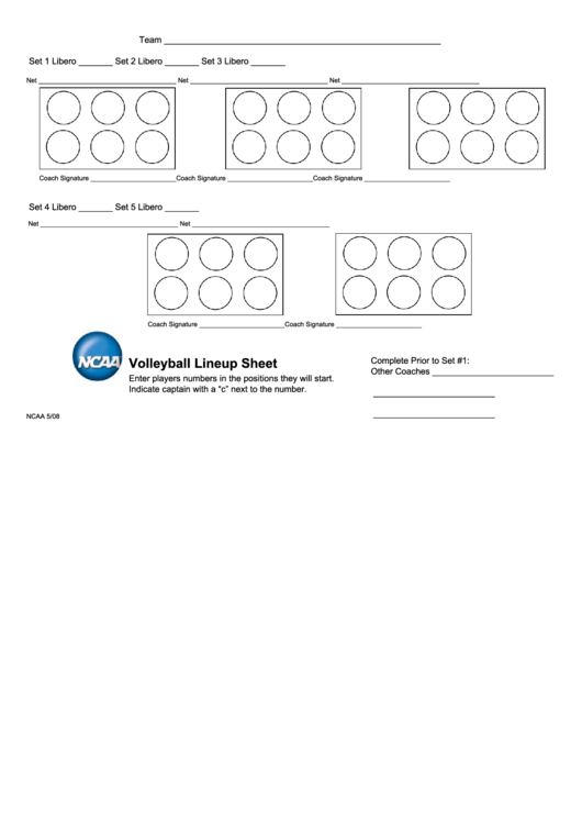 Free Printable Volleyball Rotation Sheet Write The Name Of Your Team In 