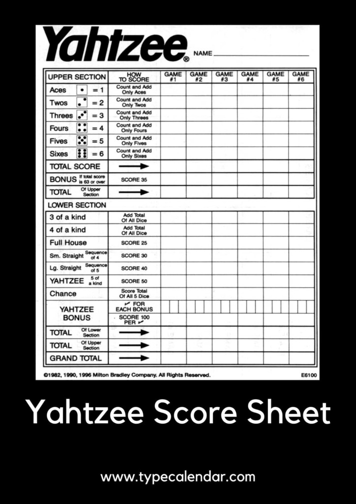 Free Printable Yahtzee Score Sheet Template PDF Excel 45 OFF