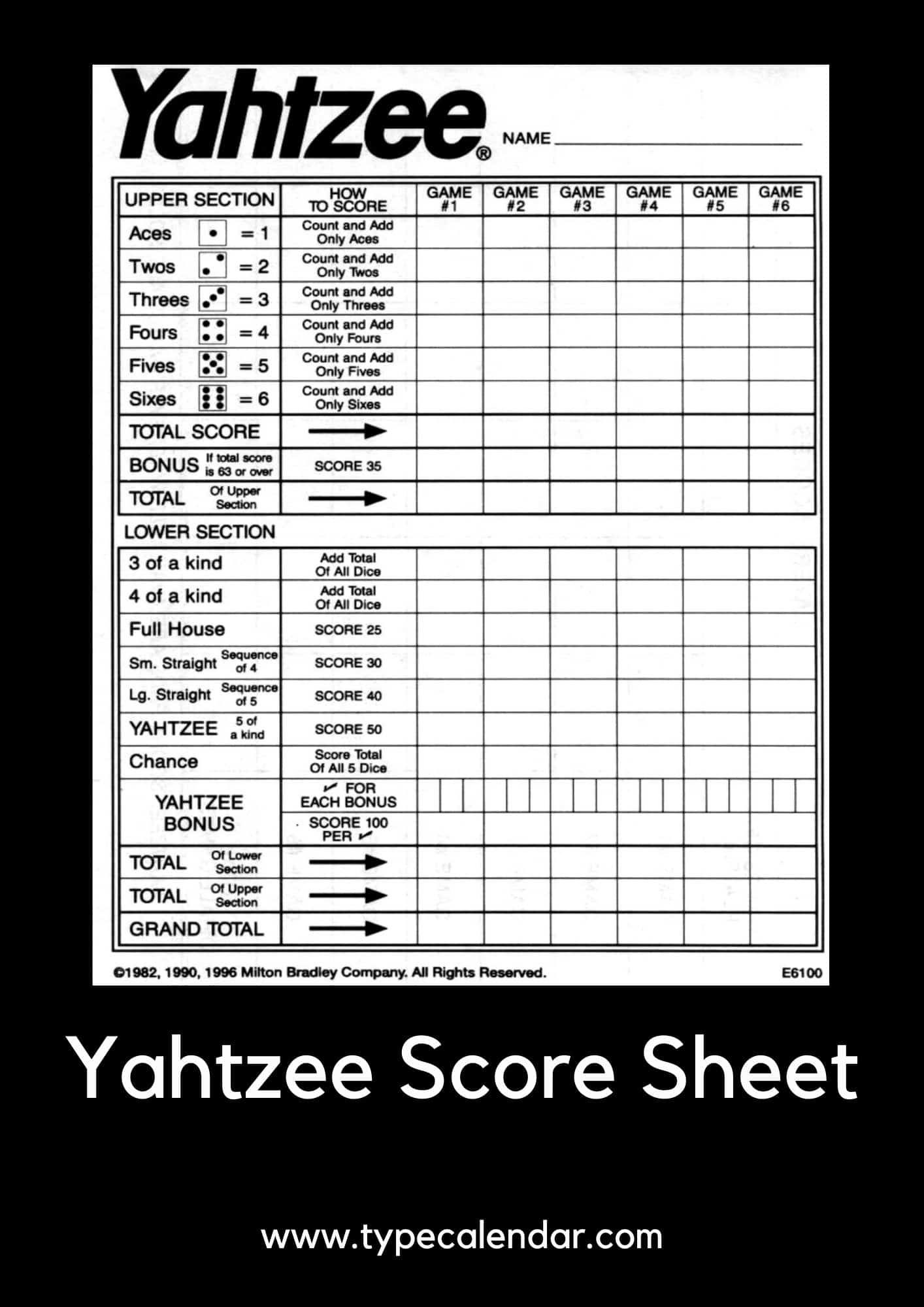 Free Printable Yahtzee Score Sheet Template PDF Excel 45 OFF