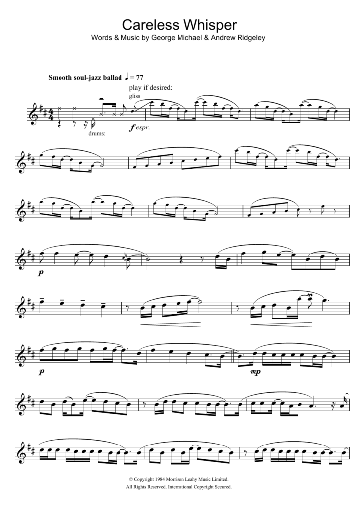Get Careless Whisper George Michael Alto Sax Sheet Music Images Alto 