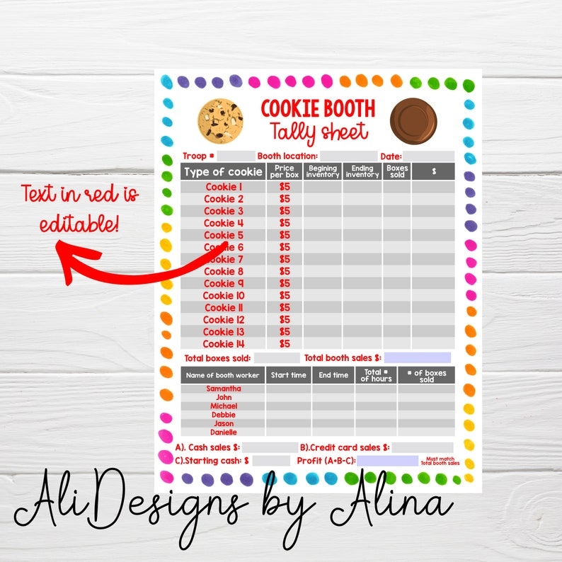 Girl Scout Cookie Booth Inventory Sheet Advlasoo