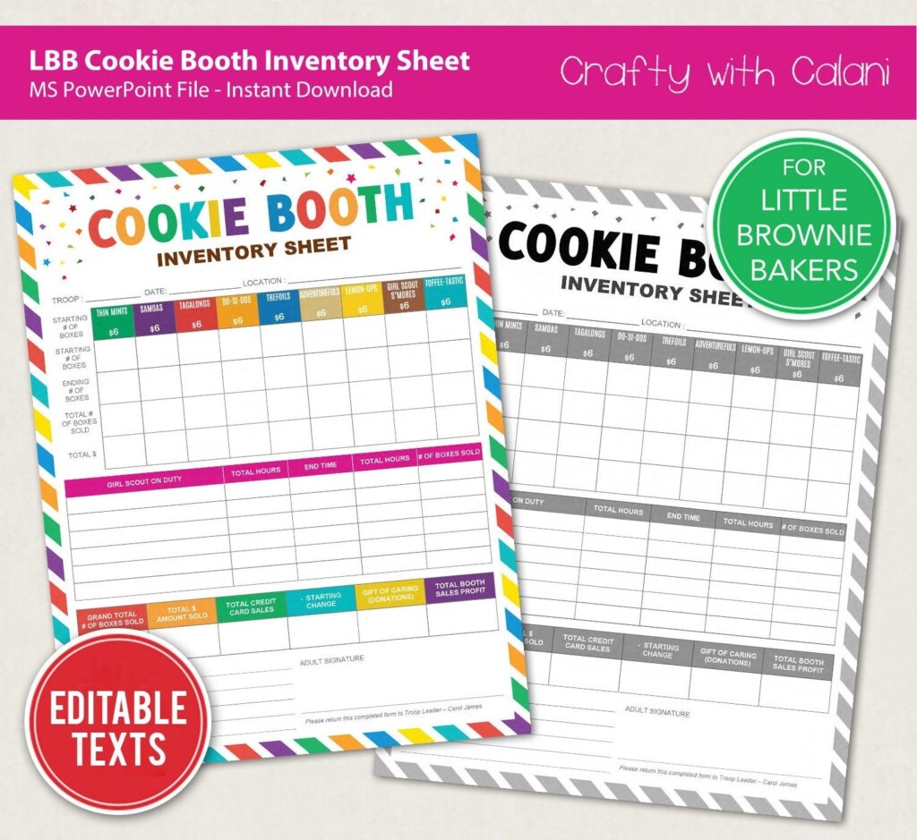 Girl Scout Cookie Booth Printable 2024 LBB Cookie Booth Inventory List 
