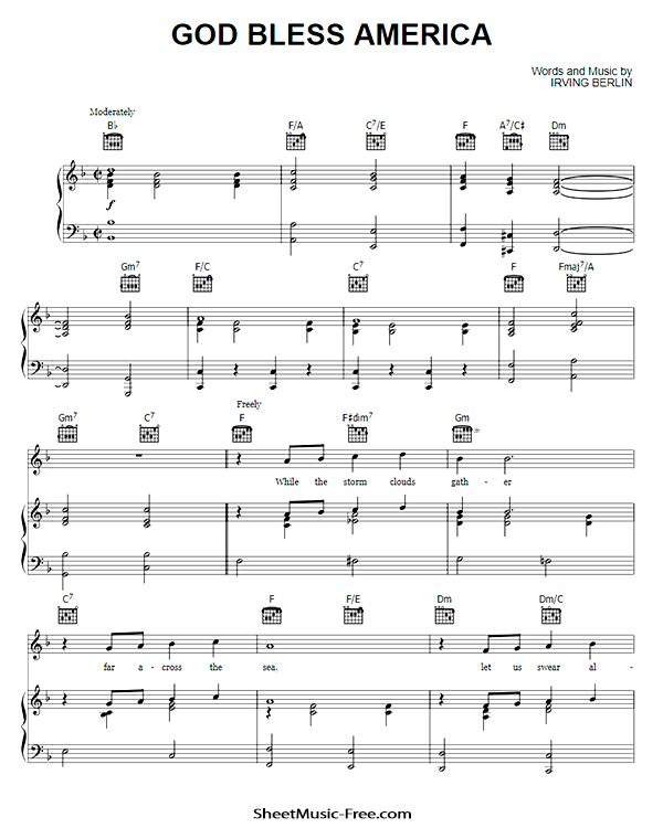 God Bless America Sheet Music Irving Berlin SHEETMUSIC FREE COM