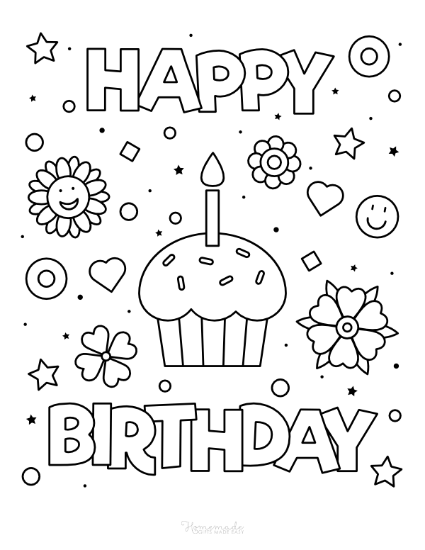 Happy Birthday Color Sheets Printable Printable Calendars AT A GLANCE