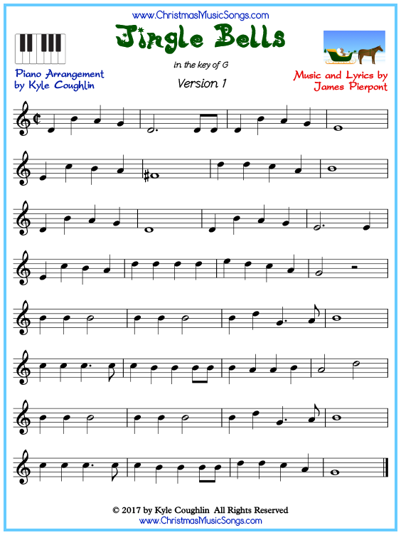 Jingle Bells Printable Sheet Music