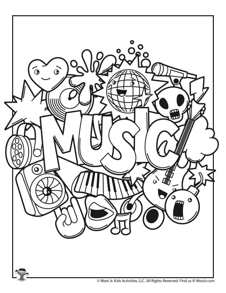Kawaii Music Coloring Page Woo Jr Kids Activities
