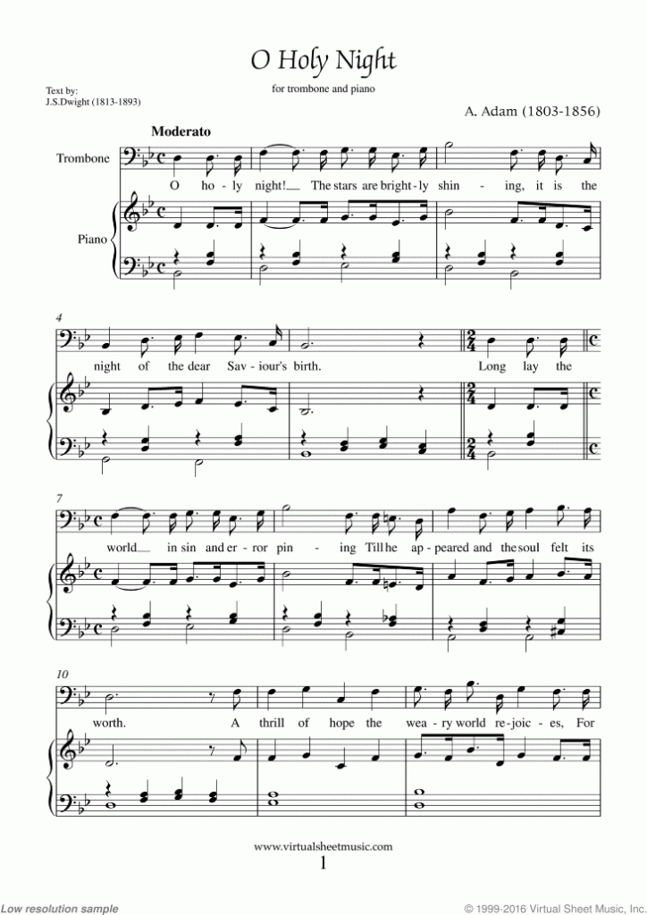 Magical Rendition Of O Holy Night For Trombone And Piano
