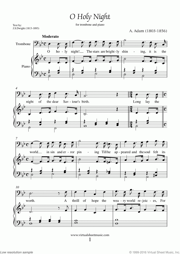 Magical Rendition Of O Holy Night For Trombone And Piano