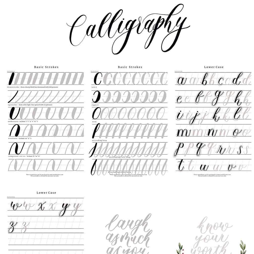 Modern Calligraphy Practice Sheets Printable Free FREE Printable A Z