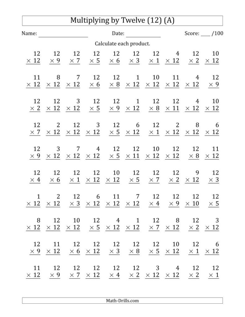 Multiplication Worksheets Numbers 1 12 PrintableMultiplication