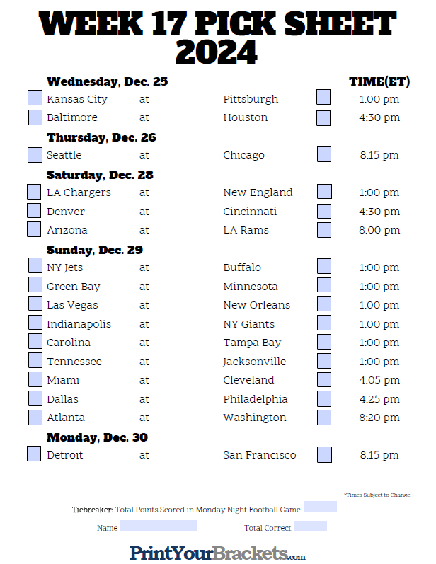 Nfl Weekly Pick Em Printable Printable Word Searches