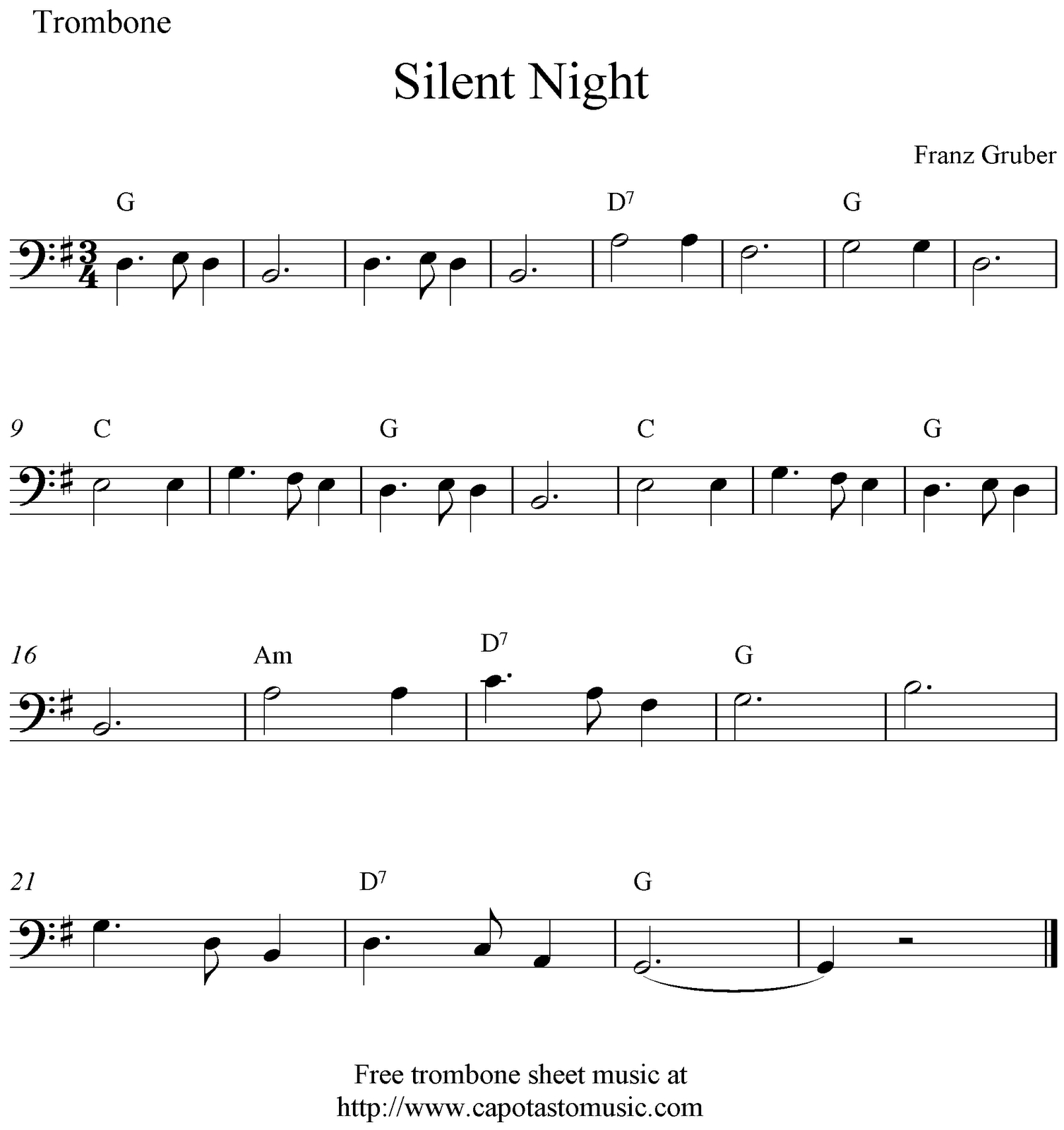 O Come All Ye Faithful Simple Music For Trombone Music Things