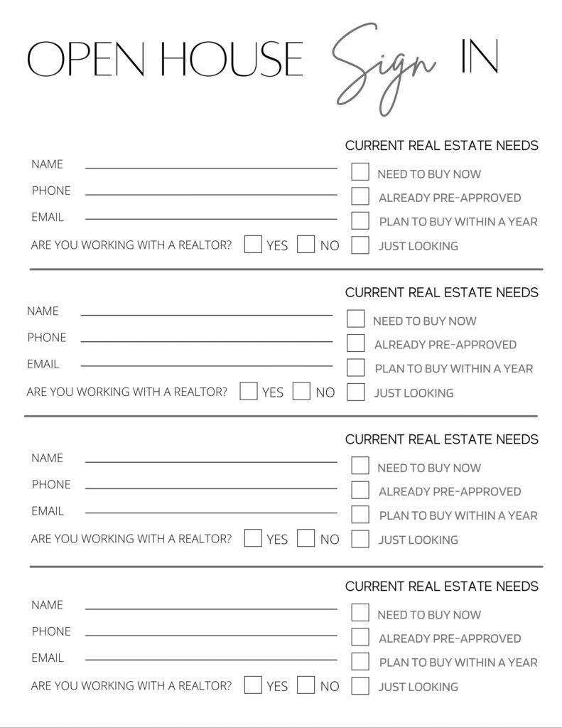 Open House Sign In Sheet Free Printable Open House Sign In Sheet Free Printable