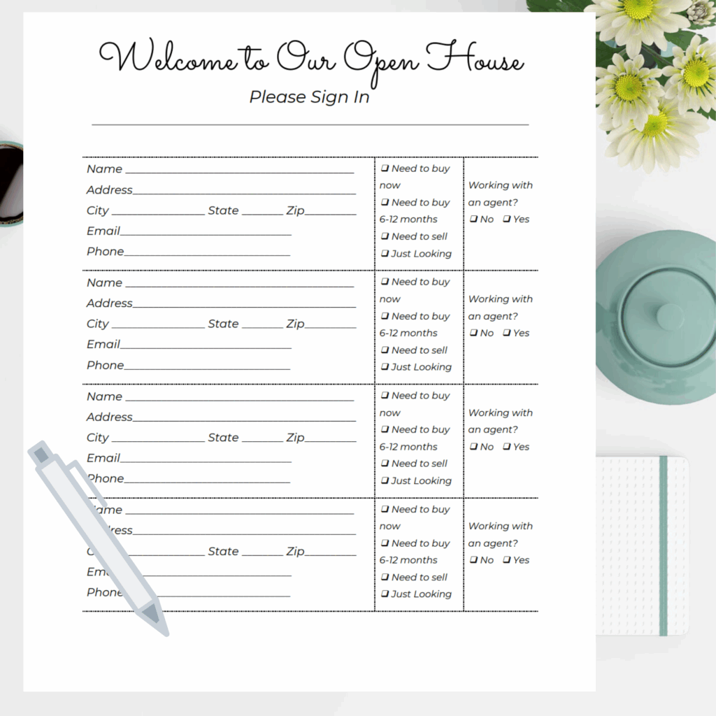 Open House Sign In Sheet Printable Free