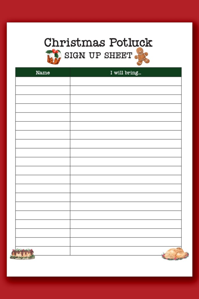 Organize Your Christmas Potluck With Free Printable Sign Up Sheets