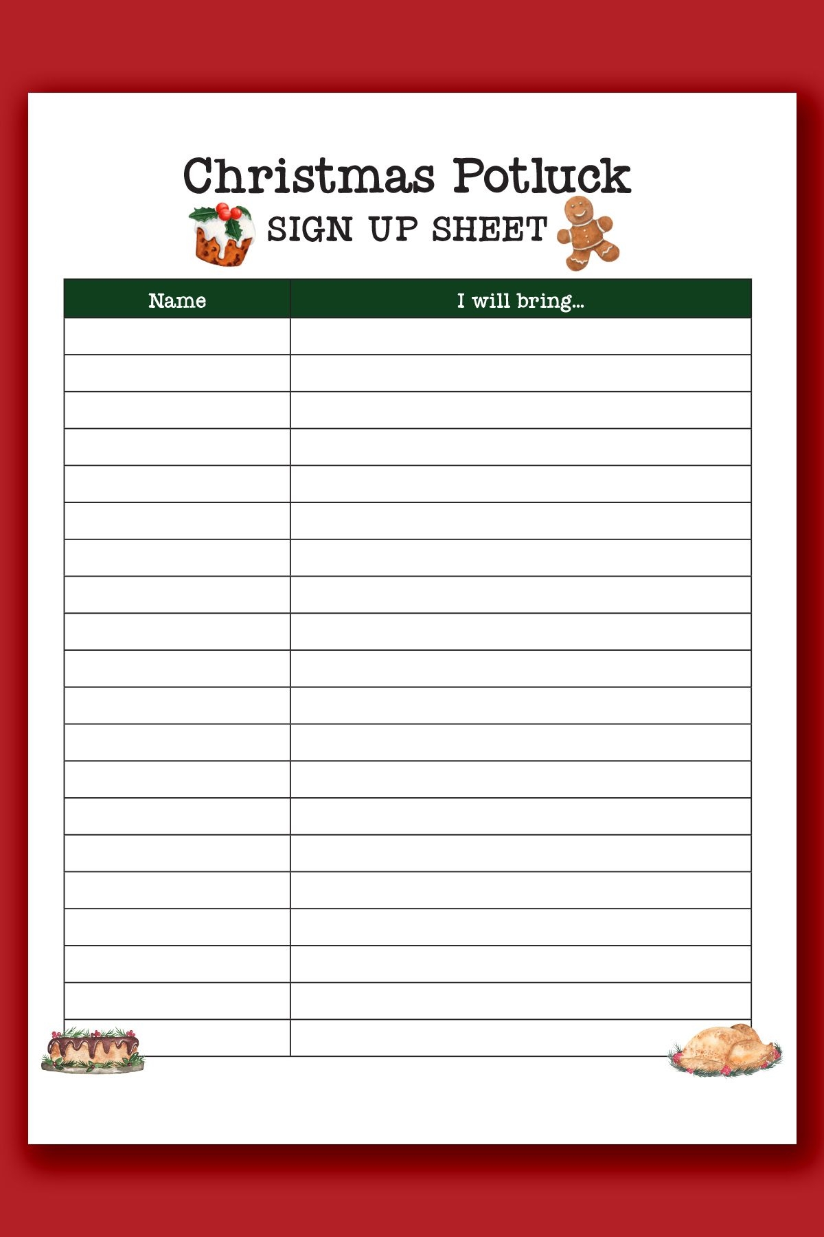 Organize Your Christmas Potluck With Free Printable Sign Up Sheets