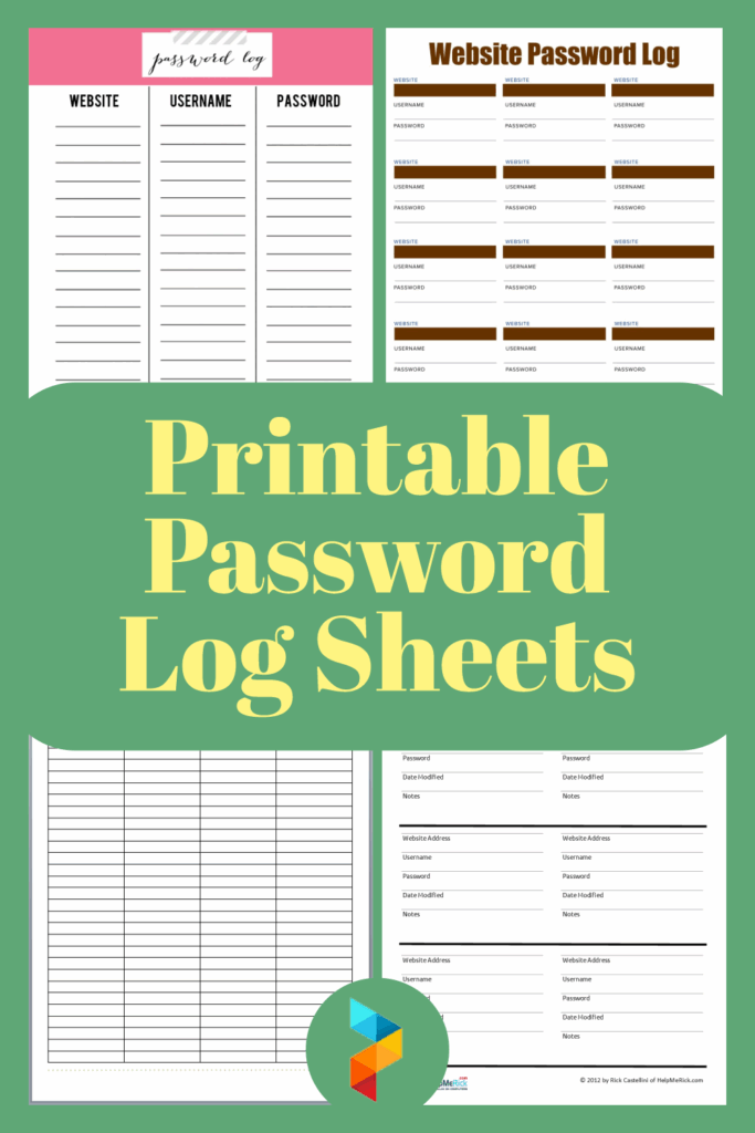 Password Log Sheet Printable