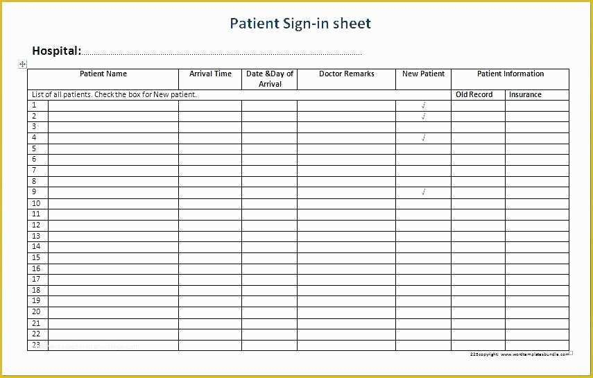 Patient Sign In Sheet Template Free Of Patient Sign In Sheet Templates