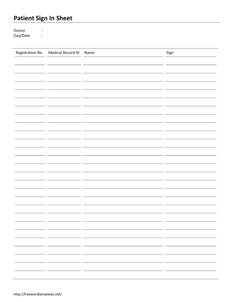 Patient Sign In Sheets Printable Printable Calendars AT A GLANCE