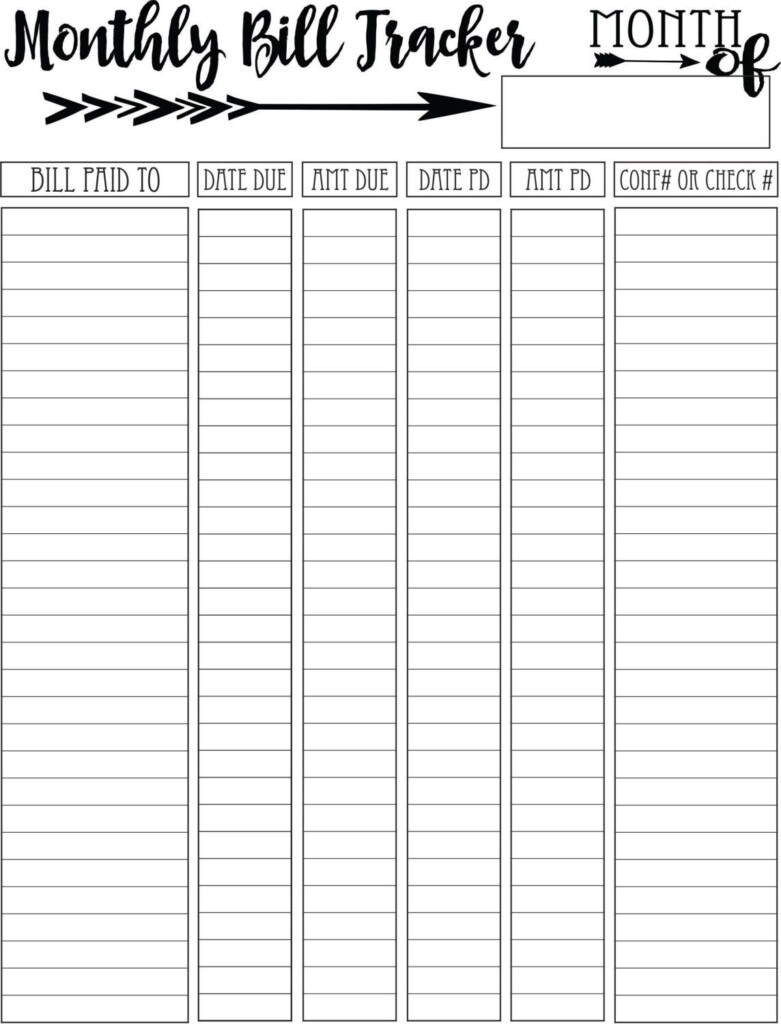 Pdf Free Printable Monthly Bill Organizer Sheets