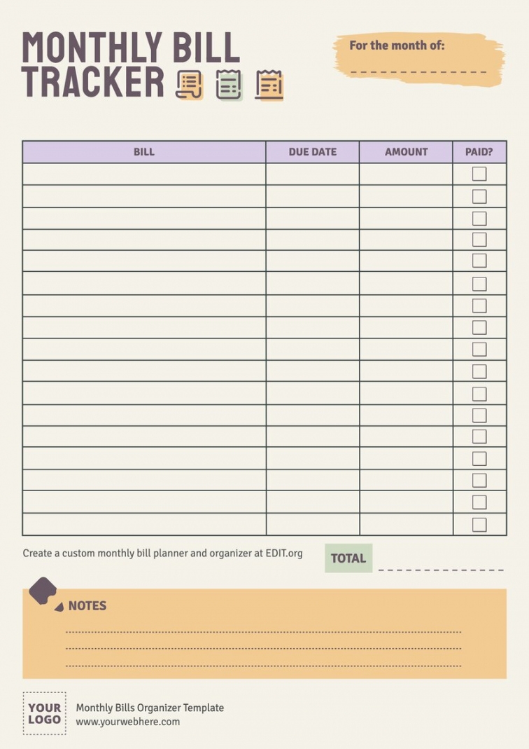 Pdf Free Printable Monthly Bill Organizer Sheets FREE Printable HQ