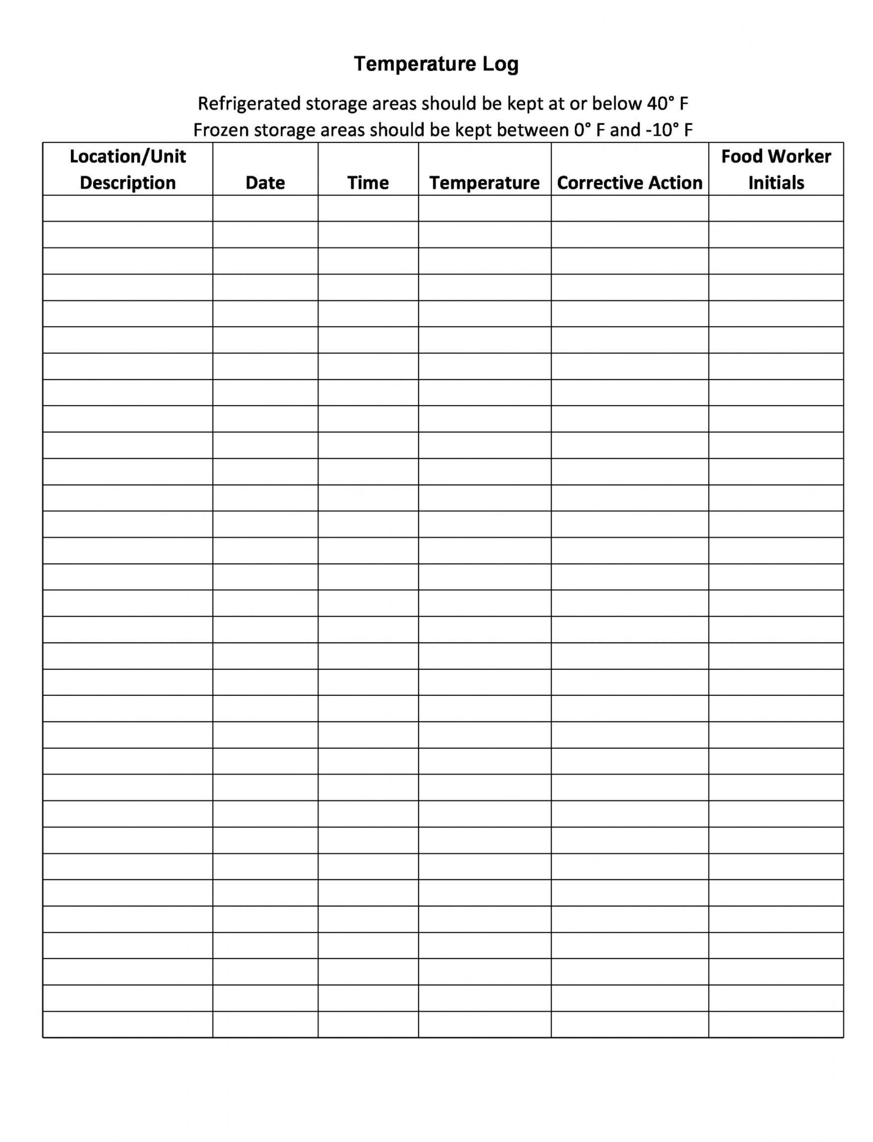 Pdf Free Printable Refrigerator Temperature Log Sheet FREE Printable HQ