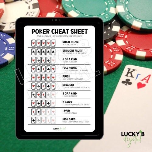 Poker Cheat Sheet Printable Printable Pdf Printable Poker Hands