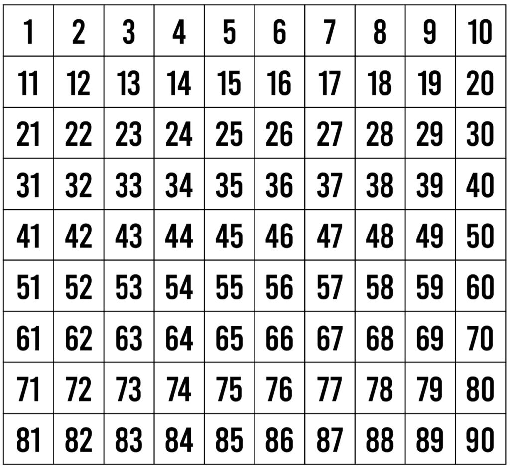 Printable 1 90 Bingo Calling Sheet Printable JD