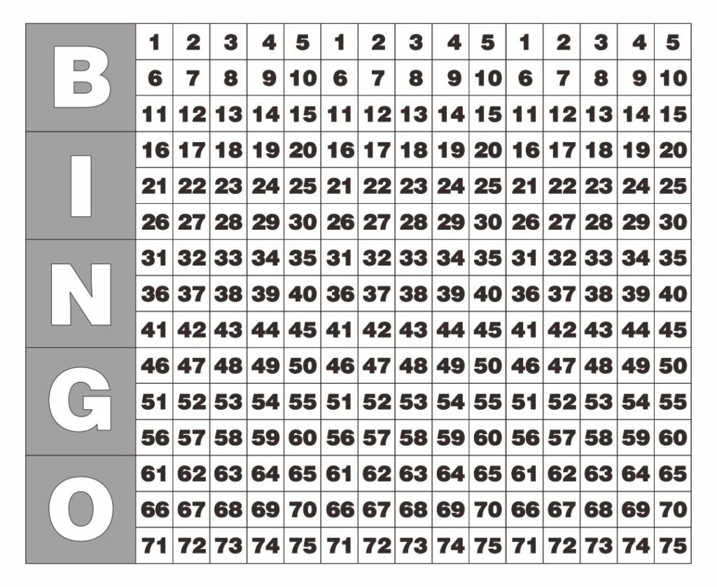 Printable 1 90 Bingo Calling Sheet Printable JD