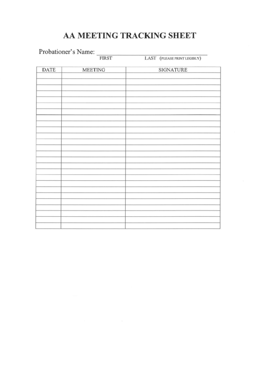 Printable Aa Attendance Sheet Printable Word Searches