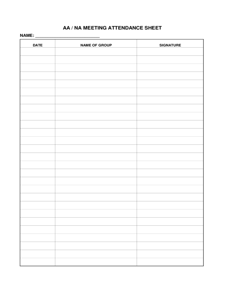 Printable Aa Meeting Attendance Sheet Pdf Printable Word Searches Riset