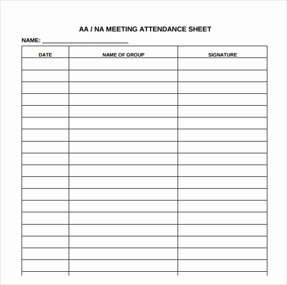 Printable Aa Meeting Attendance Sheet Printable Word Searches