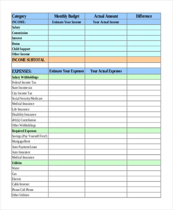 Printable Accounting Sheets TUTORE ORG Master Of Documents