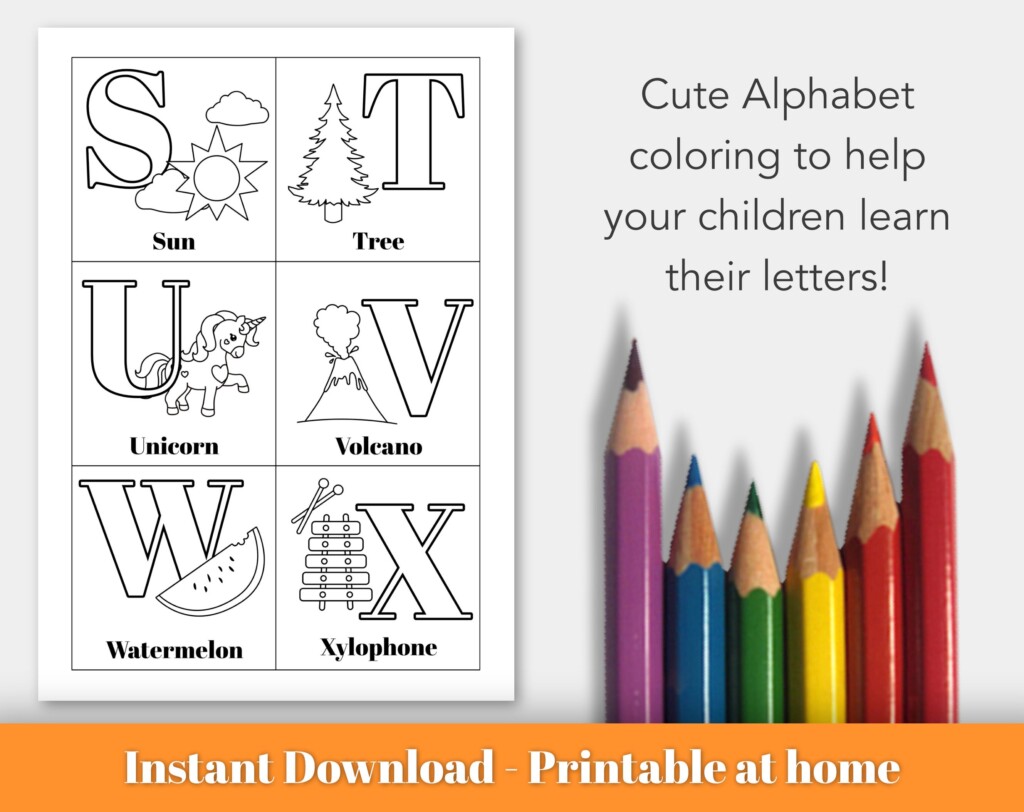 Printable Alphabet Coloring Sheets For Kids Etsy