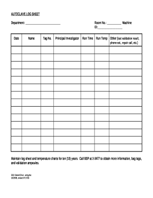 Printable Autoclave Log Sheet Template Printable Templates Hot Sex 